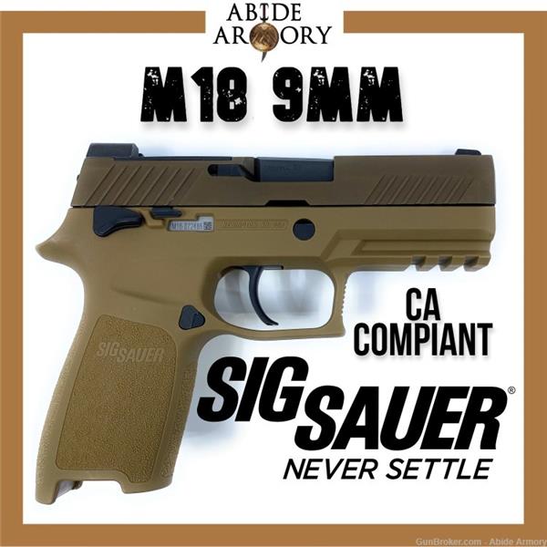 9mm Luger Sig Sauer M18 P320 MA Compliant Pistol LNIB Penny Start NR 798681618040 798681618040U 4 inch " barrel 320CA-9-M18-MS-10