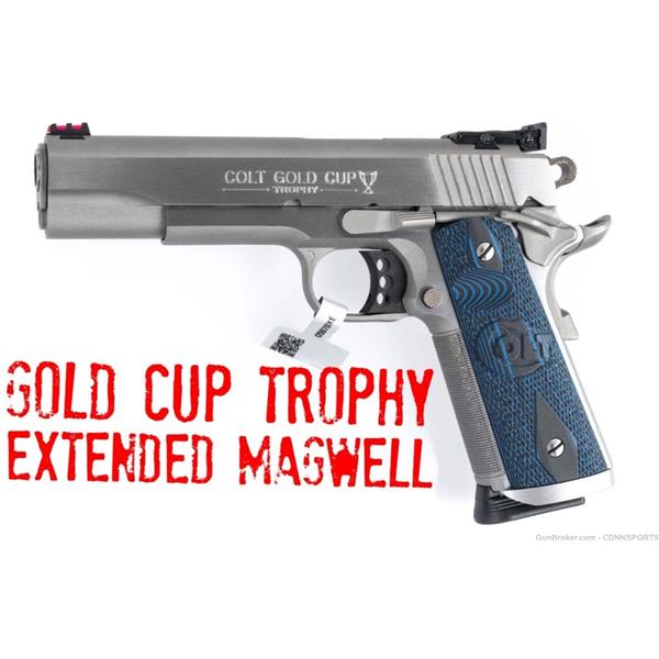.45 ACP 1911 Gold Cup Trophy Colt .45ACP 5" Stainless NEW MODEL w/Extended Magwell COLO5070XE 5 inch " barrel 098289111210