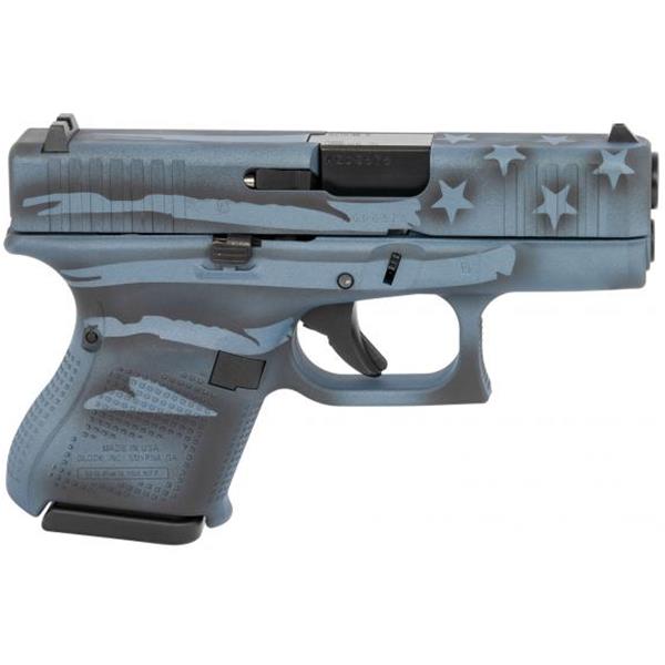 Glock G26 Gen5 Subcompact 9mm Luger Caliber with 3.43" Barrel Marksman Barrel, 10+1 Capacity, Overall Blue Titanium Flag Cerakote Finish, Serrated Steel Slide & Rough Texture Interchangeable Backstraps Grip 810100230401