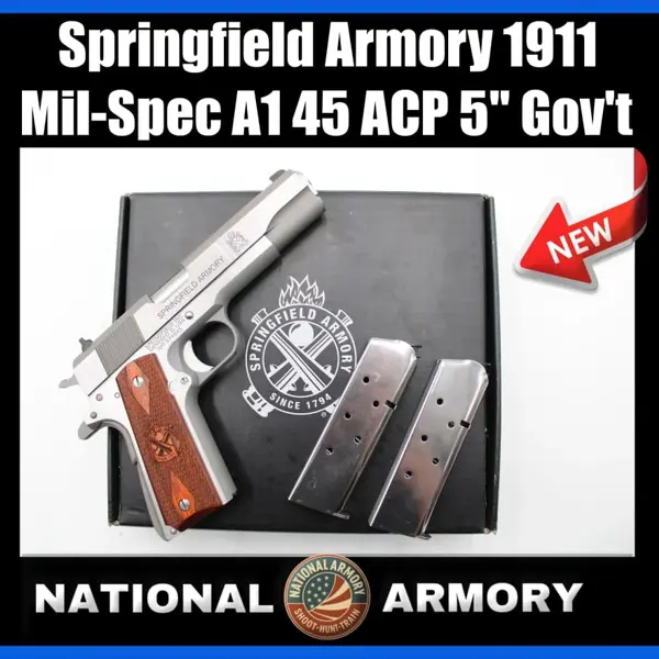 トイガン J-Armory(WA) SPRINGFIELD MIL-SPEC PK 1911 Mil-Spec .45 ACP Handgun - PB9151LCA - Stainless, CA