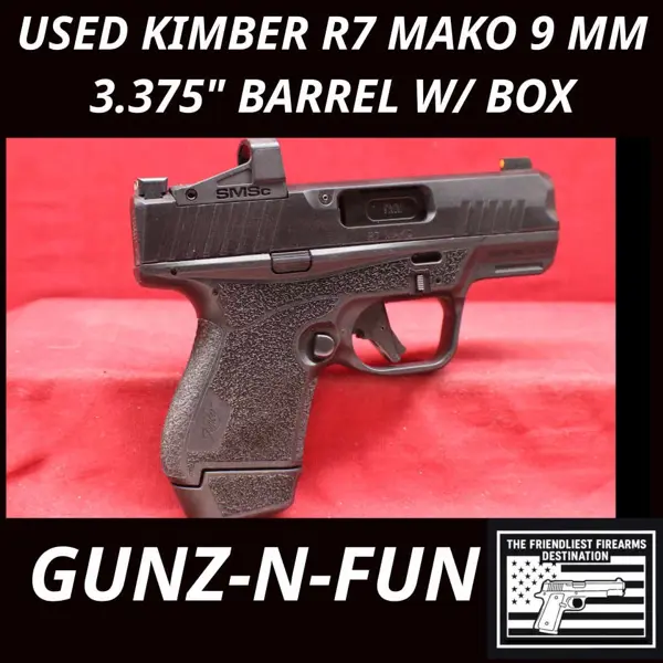 9MM LUGER (42333)USED Kimber R7 Mako 9 MM 3.375" barrel W/ red dot & box 669278380049 3 inch "