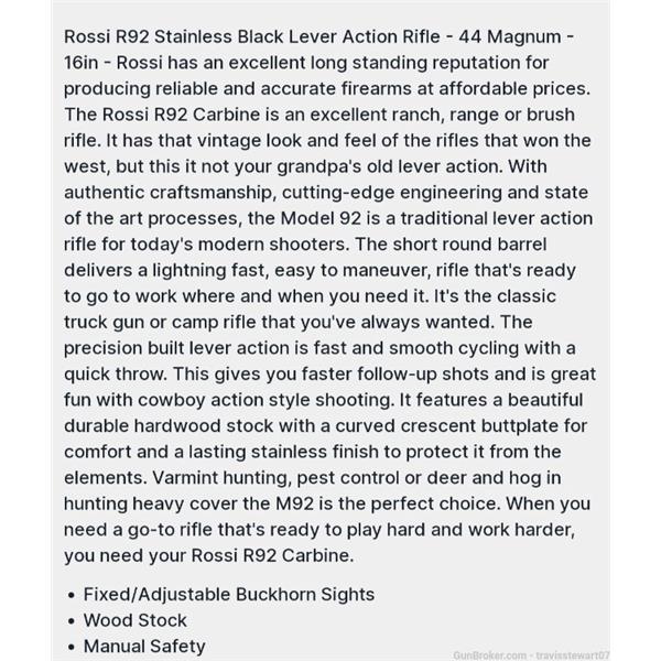 ROSSI 92 44 MAG New and Used Price, Value, & Trends 2024