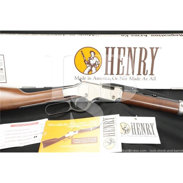.22 LR Henry Repeating Arms Silver Boy S/L/LR 20" Bright Nickel Lever Action Rifle, MFD 2014