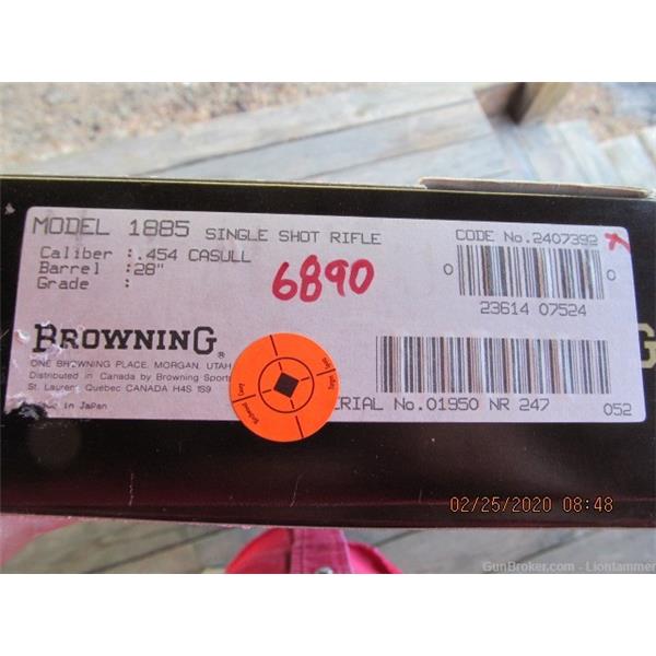 Browning 1885 Single Shot Rifle in 454 Casull Caliber with 28 inch barrel