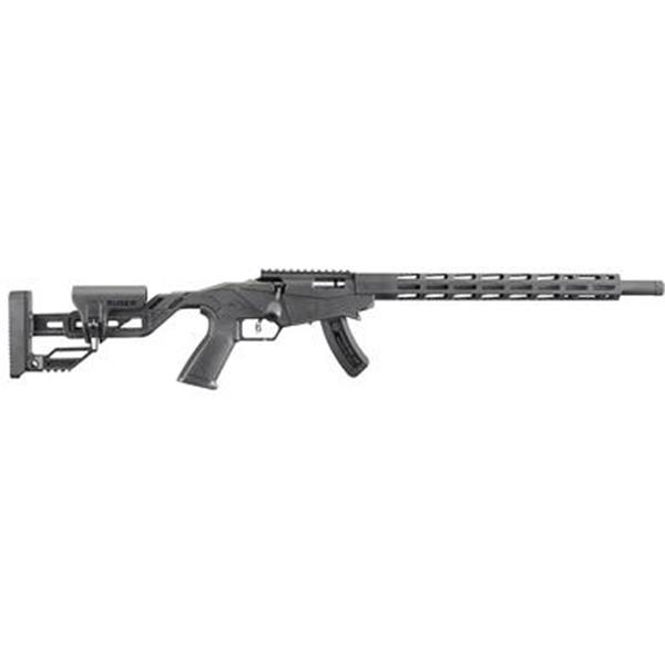 22 LR Precison Rimfire Rifle Ruger, Precision Bolt Action, 22LR, 18" Threaded Barrel, Black Finish, Molded One-piece Chassis and Adjustable Buttstock, Right Hand, 1 Magazine, 15 Round 736676084005