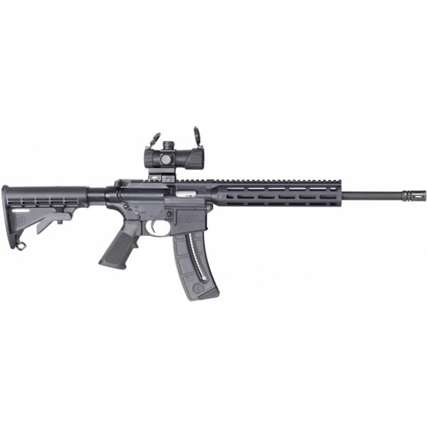 22 LR M&P15-22 Sport Smith & Wesson, M&P15-22, Semi-Automatic, AR, 22LR, 16.5" Threaded Barrel, Black Finish, 25Rd, 10" M&P Slim Handguard with Magpul M-LOK, MP100 4MOA Red/Green Dot Optic Included 022188879193