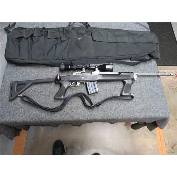 .223 Rem. Mini-14 Ranch Ruger / Sturm, & Co. RUGER MINI 14 RANCH RIFLE-.223 CALIBER-STAINLESS/SYNTHETIC FOLDER W/ SCOPE