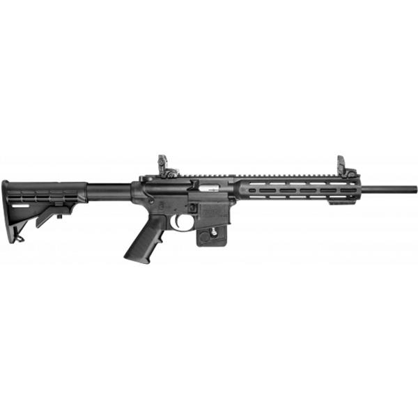 22 LR Smith & Wesson, M&P15-22, Semi-Automatic, AR, 22LR, 16.5" Barrel, Black Finish, Fixed Stock, 10" M&P Slim Handuard with Magpul M-LOK, 10Rd, Flip Up Rear Sight 022188868210