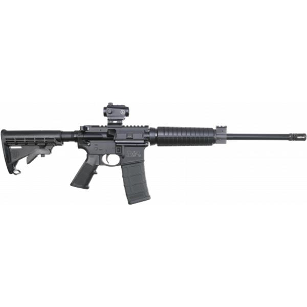 5.56 NATO Smith & Wesson, M&P 15, Sport II, Optics Ready, Semi-automatic, AR, 556NATO, 16" Barrel, Black Finish, Collapsible Stock, 1 Mag, 30Rd, Flattop Receiver, Crimson Trace CTS-103 Red/Green Dot Sight Included, 4MOA 022188879643