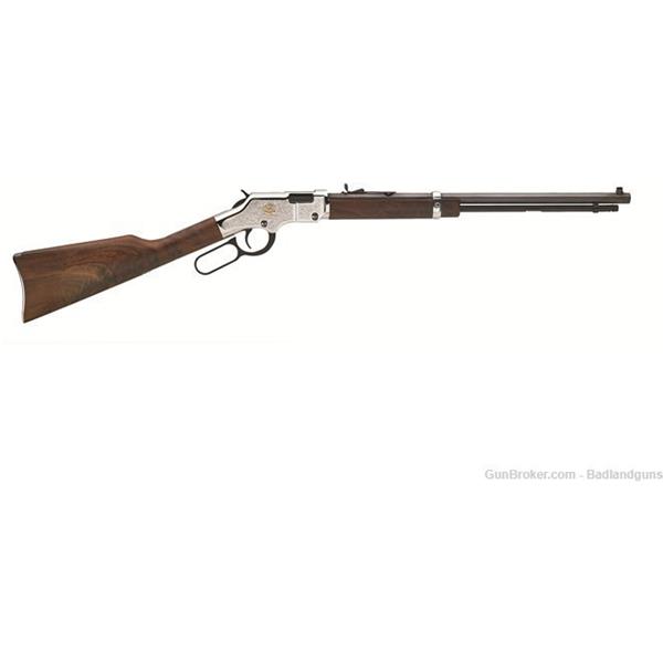 .22 S/L/LR Lever Action Henry Repeating Arms American Beauty 22LR BL/WD 20" Silver Engraved Receiver-BADLAND GUNS 619835016263 H004AB