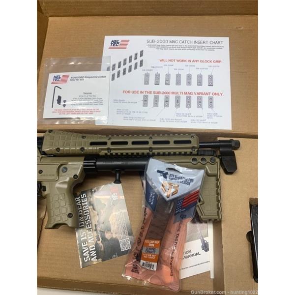 9mm Luger KelTec KEL-TEC SUB-2000 TAN, MULTI-MAG, 9MM RIFLE, M&P, BERETTA, CZ, SIG 320, 21RD 640832006575 SUB2K9MPBTANHC 16 inch " barrel