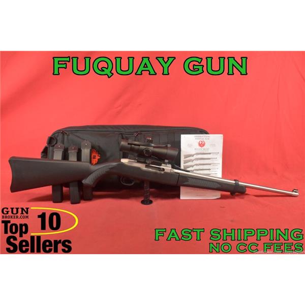 .22 LR 10/22 Takedown Ruger / Sturm, & Co. Model Take Down 18.5" Stainless Barrel 4 Magazines w/ 4x Optic T69486 Take-Down