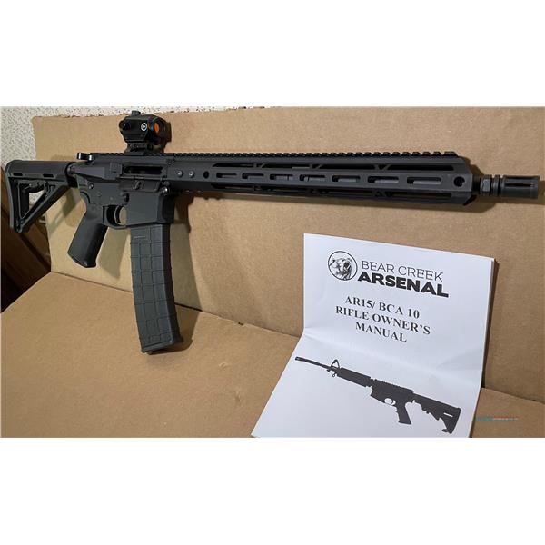 5.56x45 mm NATO BEAR CREEK ARSENAL 5.56 NATO, 16" Parkerized M4 Barrel 15" MLOK Rifle (Upgraded Furniture, Billet Upper & Lower Receiver ) with Red Dot Optics and 42 30 RD Mags RIFLE286556CM41618PBURBL15M3PB