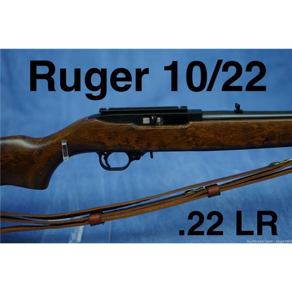 .22 LR Ruger / Sturm, & Co. Model 10/22 Semi-Auto .22LR Rifle; Blued with Wood Stock Sling 18 inch " barrel