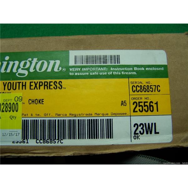 870 Express FACTORY NEW, REMINGTON YOUTH EXPRESS, 20 GG, 21" BBL, SCREW-IN CHOKE 25561 21 inch " barrel
