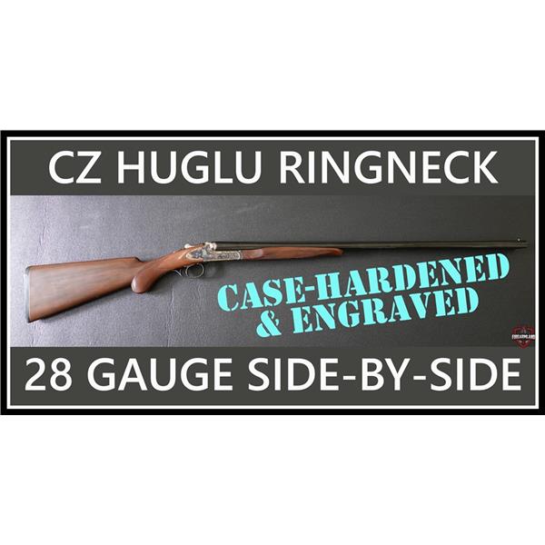 CZ-USA CZ HUGLU RINGNECK SIDE-BY-SIDE SHOTGUN 28-GAUGE 28" DOUBLE-BARREL 28ga 806703061054 201A 28 inch " barrel