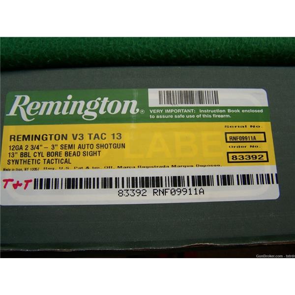 V3 TAC-13 FACTORY NEW, REMINGTON TAC 13, 12 GG, 13" BBL, 2 3/4" & 3" MAGNUM 83392 13 inch " barrel