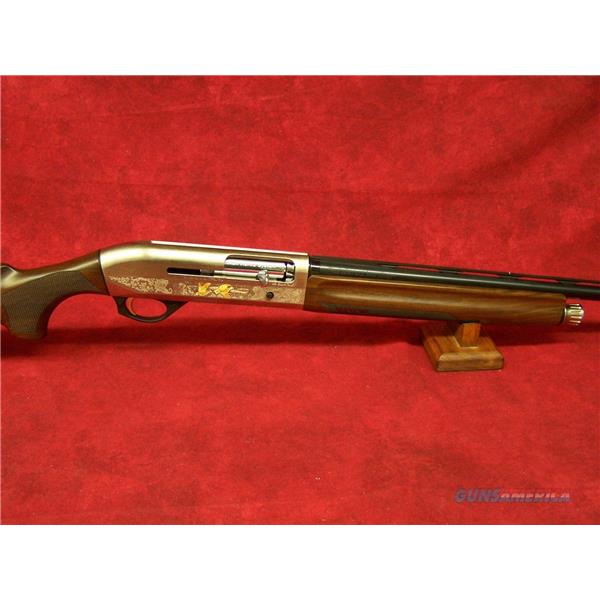 20 Gauge Benelli Montefeltro Silver Ga 3" AA Grade Satin Walnut Nickel/Blue Etched Game Scene 26" Barrel (10855) 650350108552