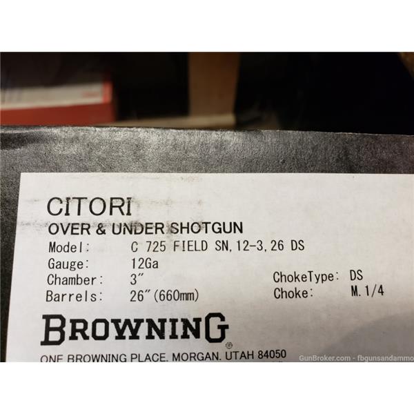 PICS! NEW BROWNING CITORI 725 FIELD 12 GA 26 WALNUT ENGRAVED 26" GAUGE O/U 023614736653 inch " barrel 0181653005 SHOTGUN OU A5 GOLD