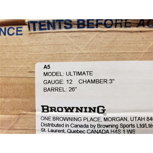 A-5 ACTUAL PICS! NEW BROWNING A5 ULTIMATE 12 GA 26" WALNUT ENGRAVED FIBER OPTIC 023614398219 26 inch " barrel 0118203005 INCH GAUGE GOLD