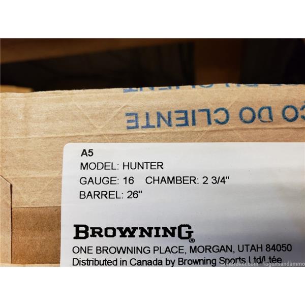 A-5 ACTUAL PICS! NEW BROWNING A5 SWEET SIXTEEN 16 GAUGE 26" WALNUT FIBER OPTIC 023614439578 26 inch " barrel 0118005005 HUNTER GOLD