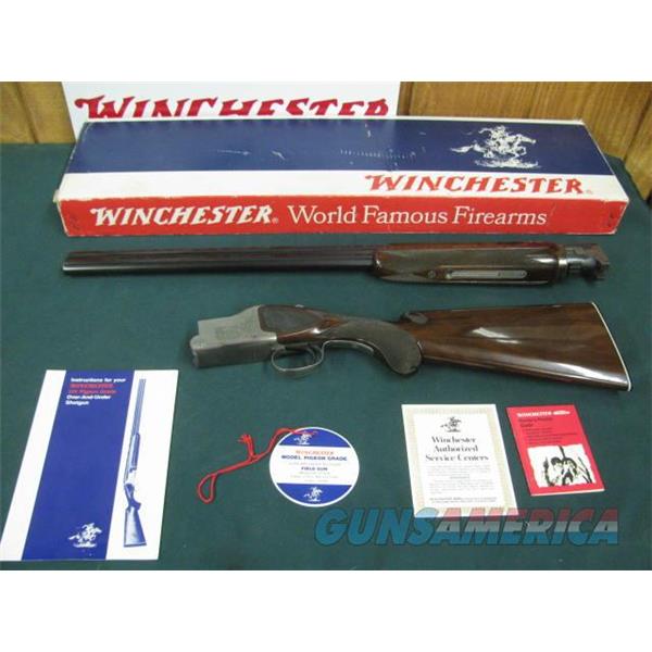 7269 Winchester 101 Pigeon 12 gauge 28 inch barrels mod/full appears unfired NEW IN BOX all papers, hang tag Brochures,box serialized to gun. round knob long tang, vent rib, ejectors, butt plate, this is the early one with dark w